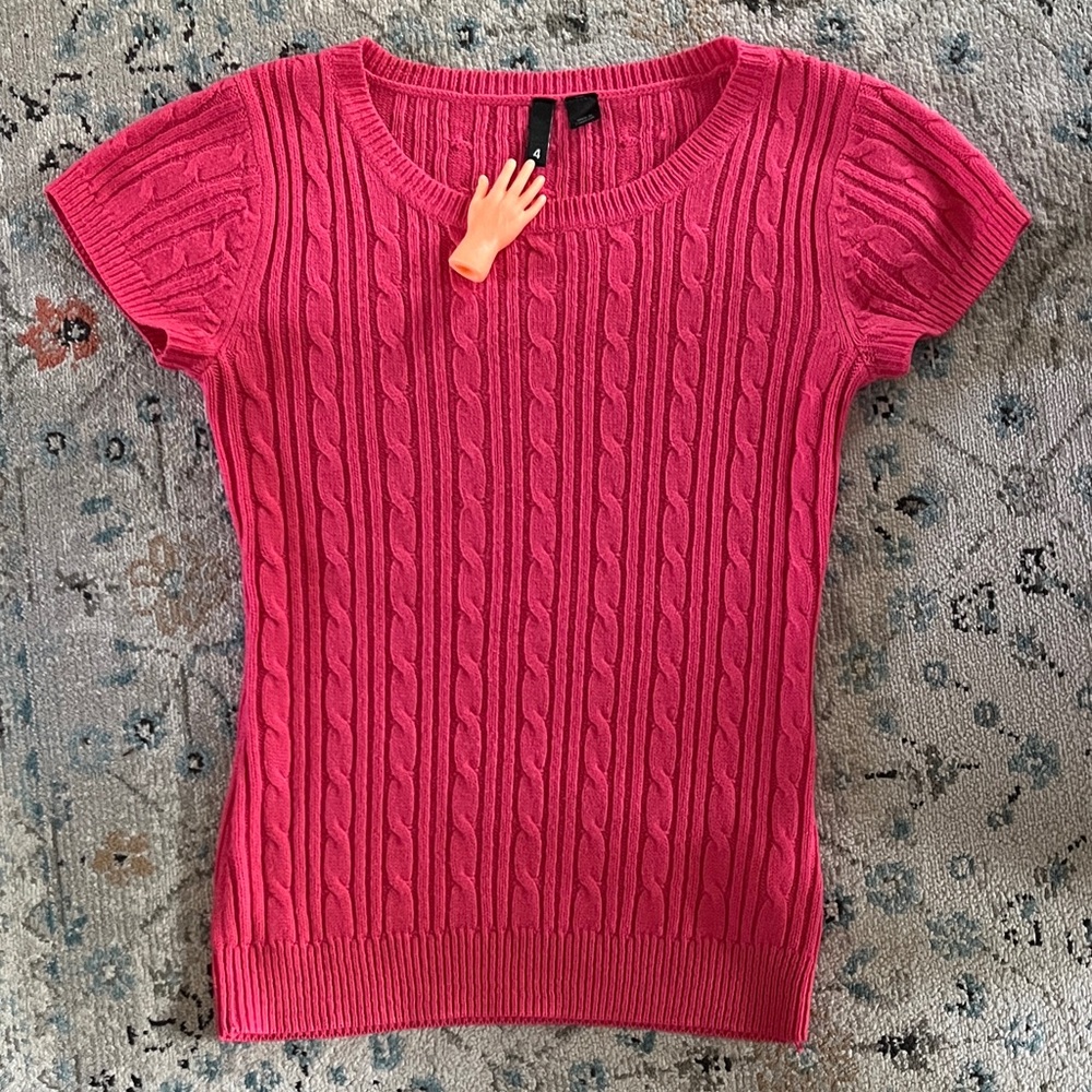 Divided Pink Cable Knit Sweater